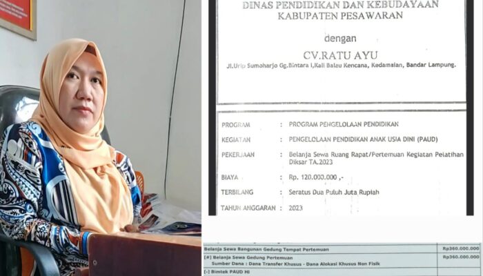 Diduga Fiktif dan Tumbur Regulasi, Dana Kegiatan Pelatihan Diksar PAUD dan Belanja Sewa Gedung Pertemuan Disdikbud Pesawaran Capai Rp360 Juta