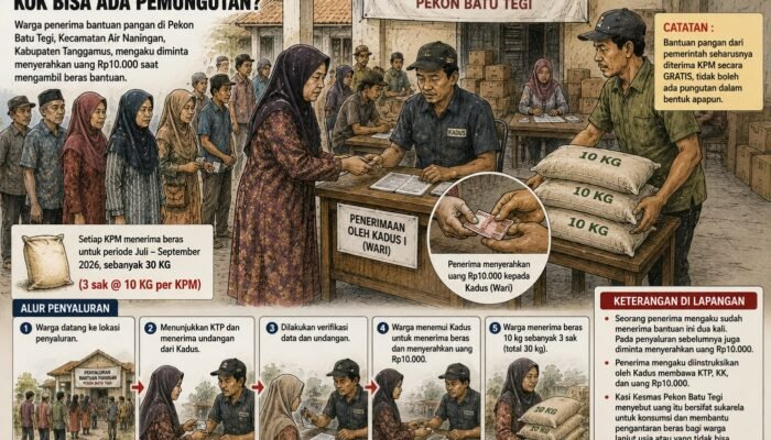Polemik Penyaluran Bantuan Pangan di Pekon Batu Tegi, KPM Serahkan Uang Rp10 Ribu