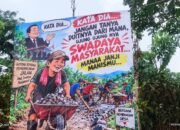 Warga Swadaya Cor Jalan Utama, Spanduk Sindiran untuk Bupati Tanggamus Terpampang
